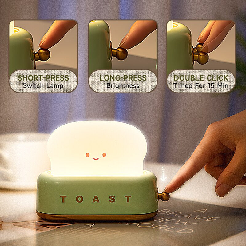 Kawaii toasty toaster led soft glow night light table lamp