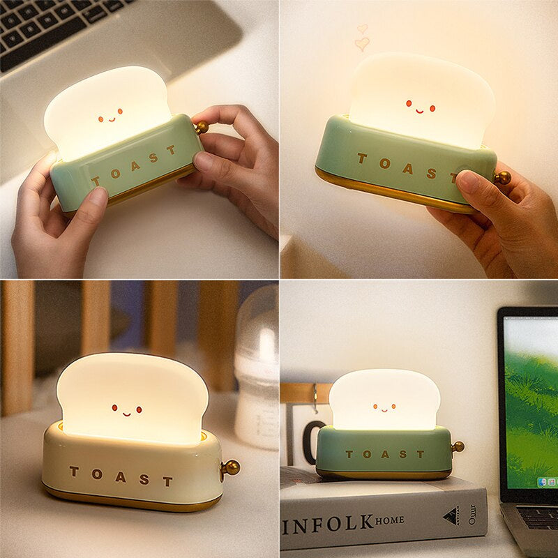 Kawaii toasty toaster led soft glow night light table lamp