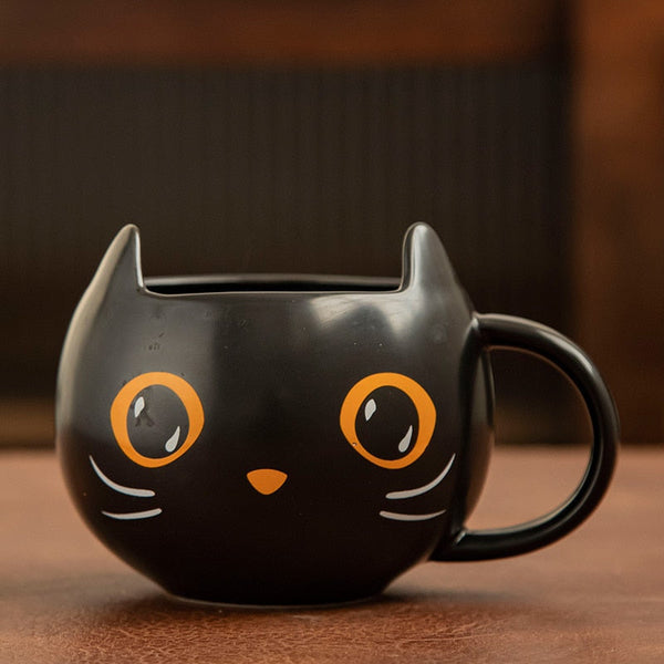 Trick or treat black cat mug - cat cup - cats - halloween - kawaii - spooky