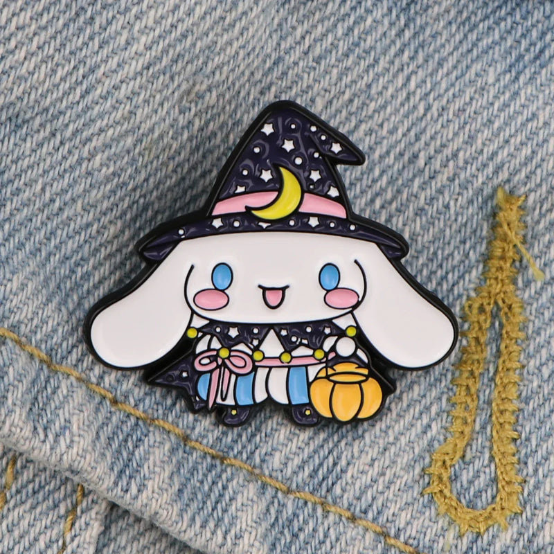 Trick or treat cinna enamel pin - brooches - cinnamoroll - enamel pins - halloween - lapel