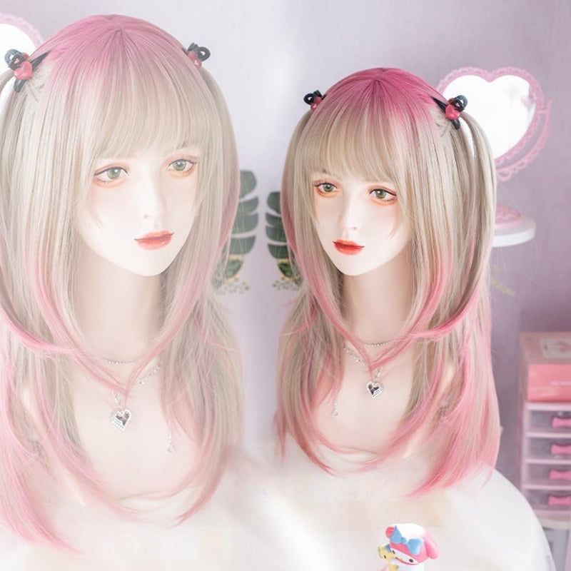 Two tone pink cosplay wig - cosplay - kawaii - pink - wig