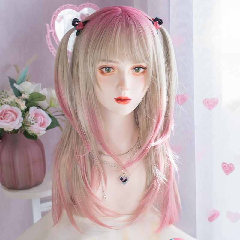 Two tone pink cosplay wig - cosplay - kawaii - pink - wig