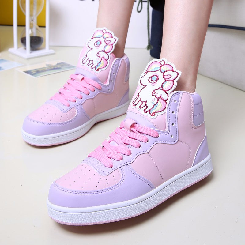 fairy kei pastel unicorn pegasus hi top sneakers high tops shoes candy colored sweet lolita yume kawaii harajuku japan fashion by kawaii babe