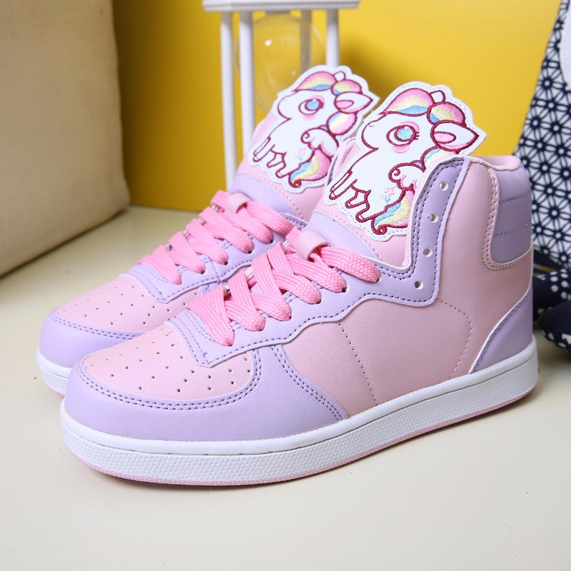 fairy kei pastel unicorn pegasus hi top sneakers high tops shoes candy colored sweet lolita yume kawaii harajuku japan fashion by kawaii babe