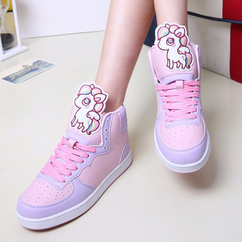 fairy kei pastel unicorn pegasus hi top sneakers high tops shoes candy colored sweet lolita yume kawaii harajuku japan fashion by kawaii babe