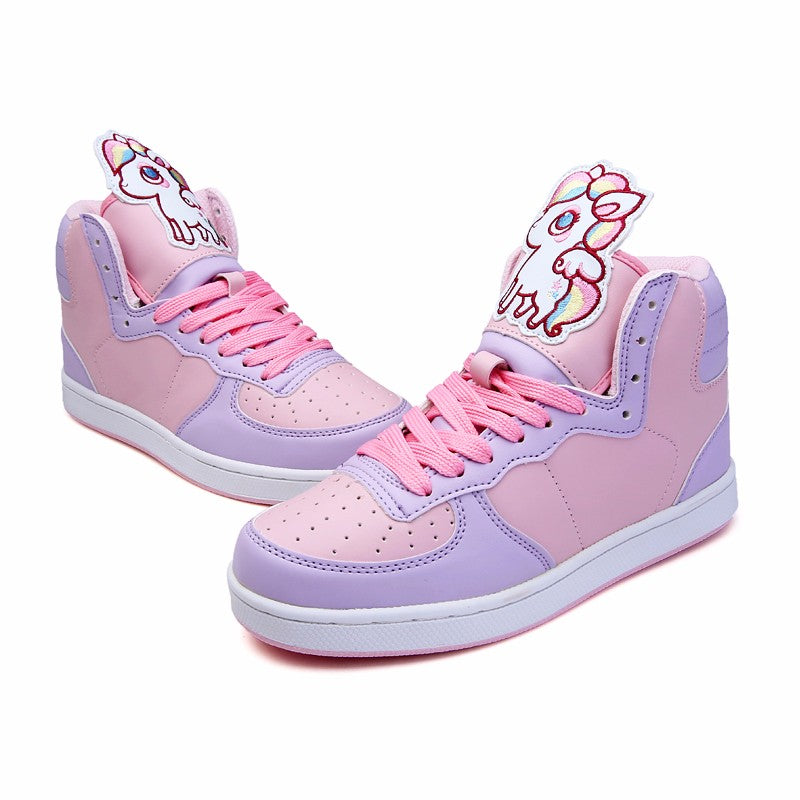 fairy kei pastel unicorn pegasus hi top sneakers high tops shoes candy colored sweet lolita yume kawaii harajuku japan fashion by kawaii babe