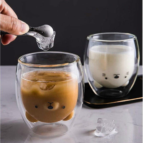 Upside down bear glass cup - drinking cup - glass - drinkware - glassware - kawaii