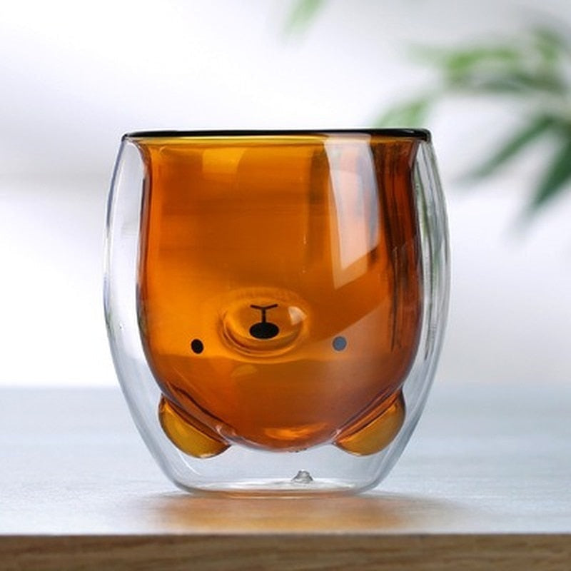 Upside down bear glass cup - drinking cup - glass - drinkware - glassware - kawaii