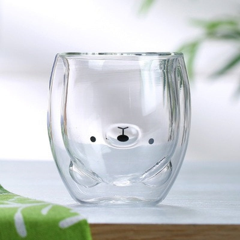 Upside down bear glass cup - drinking cup - glass - drinkware - glassware - kawaii