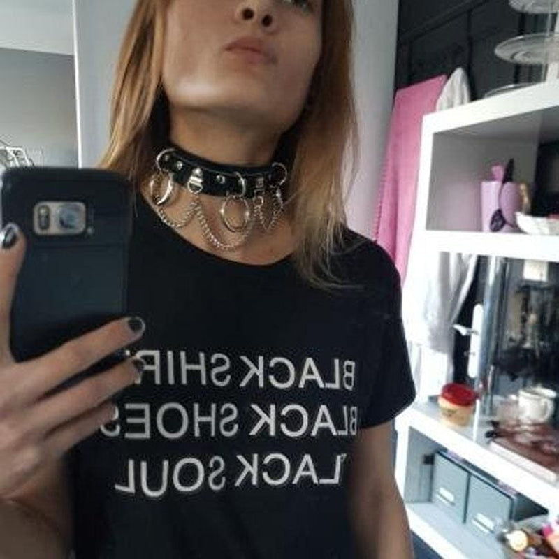 Kawaii vegan leather o-ring choker necklace edgy punk rock alt fashion