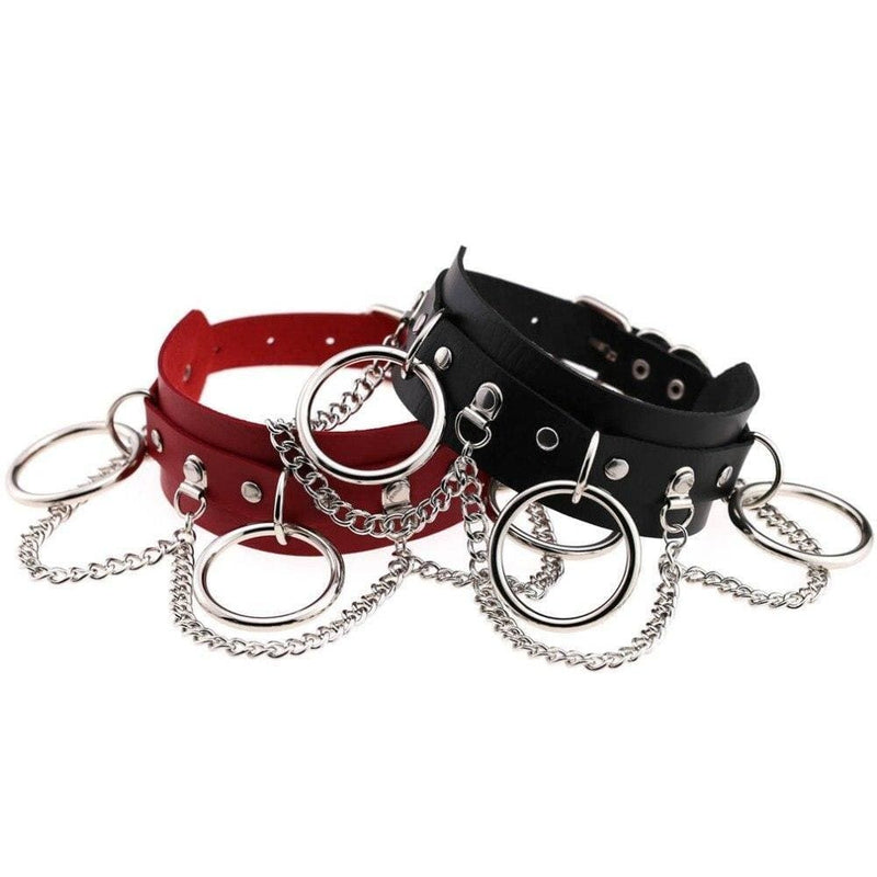 Kawaii vegan leather o-ring choker necklace edgy punk rock alt fashion