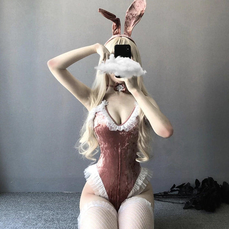 Velour ruffled bunny cosplay - baby bun - bunnies - bunny ears - rabbit - cosplay