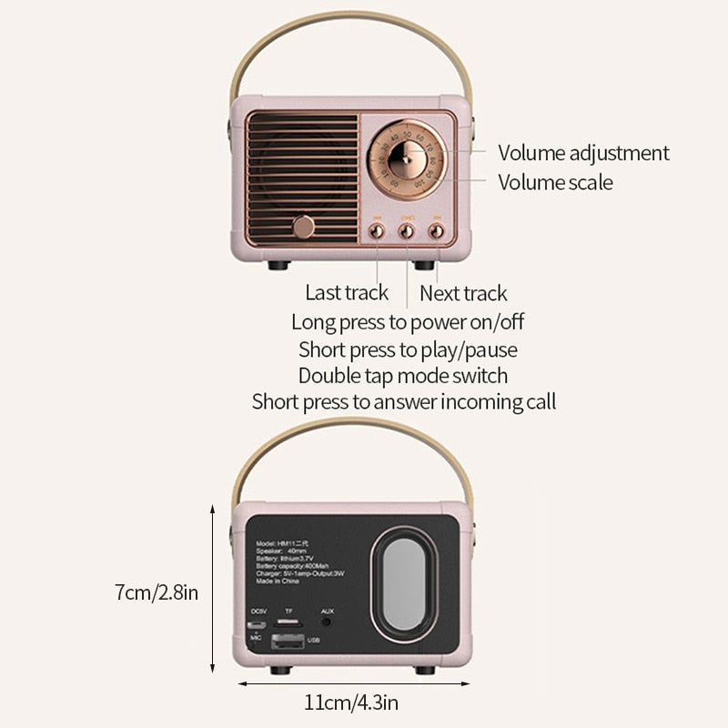 Kawaii vintage mini retro radio bluetooth speaker