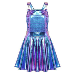 Vinyl Princess Overall Dress Suspenders Holographic