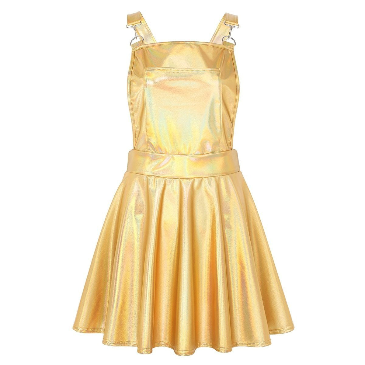 gold overall dress Honey Belle