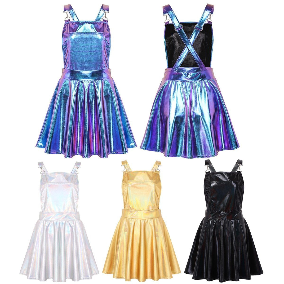 Vinyl Princess Overall Dress Suspenders Holographic | Kawaii