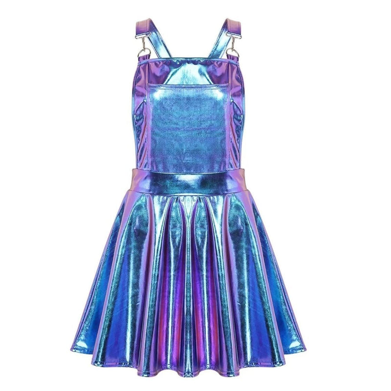 Vinyl Princess Overall Dress Suspenders Holographic | Kawaii Babe Vinyl Princess Overall Dress Suspenders Holographic | Kawaii Babe