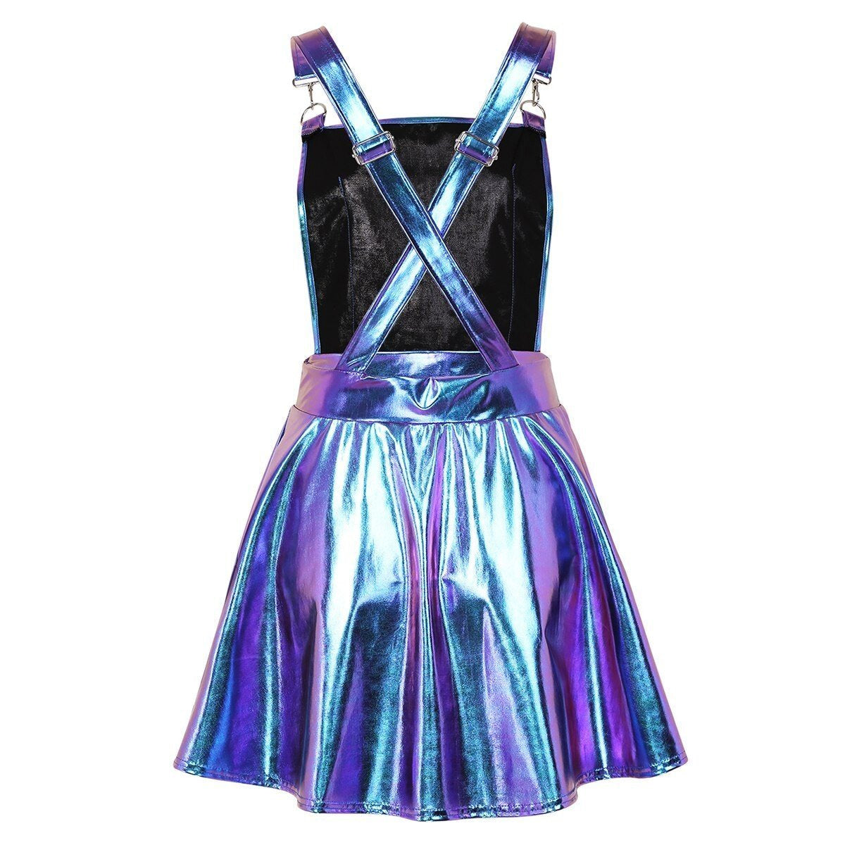 Vinyl Princess Overall Dress Suspenders Holographic Kawaii Babe Gold L