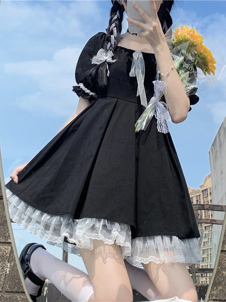 Wednesday dress - dress - goth - gothic - kawaii - lace