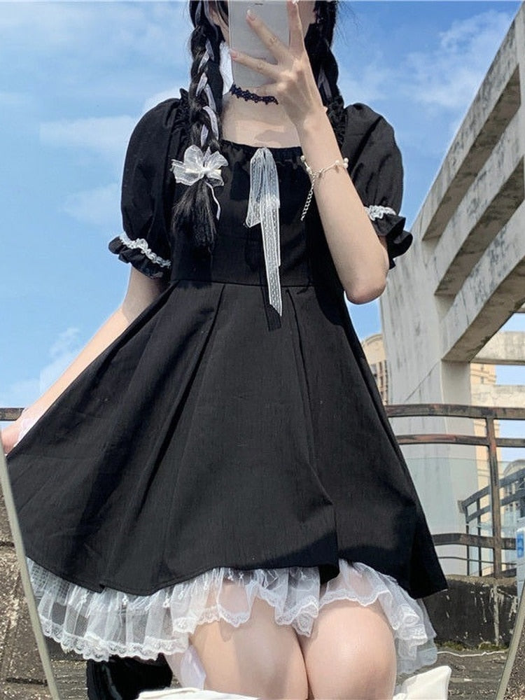 Wednesday dress - dress - goth - gothic - kawaii - lace