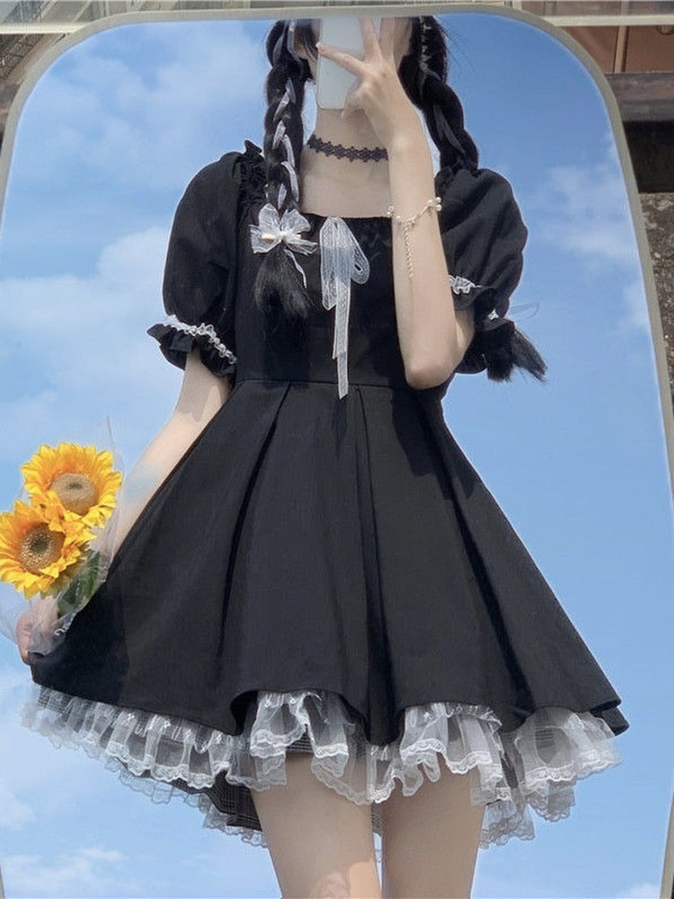 Wednesday dress - dress - goth - gothic - kawaii - lace