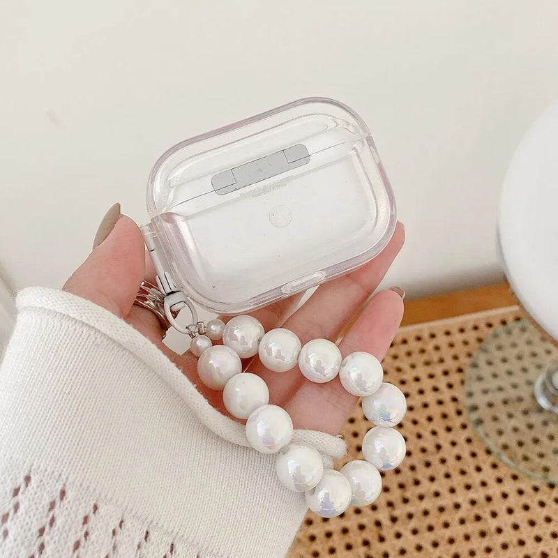 White heart airpods case and chain - airpod - case - airpods - hearts - iphone