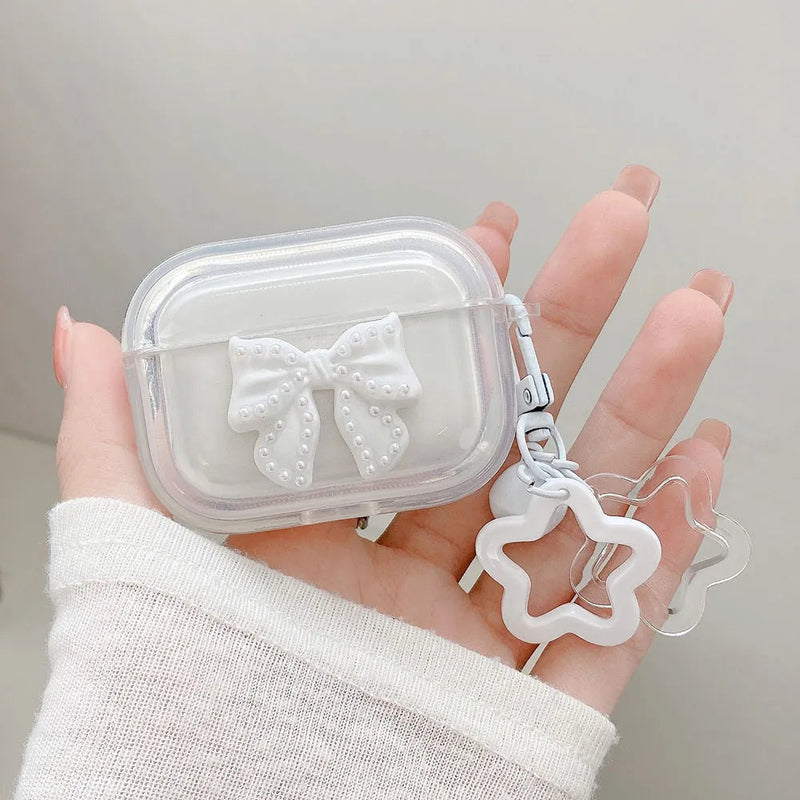 White heart airpods case and chain - airpod - case - airpods - hearts - iphone