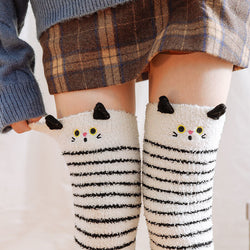 White kitty thigh highs - cats - furry - fuzzy - socks - high