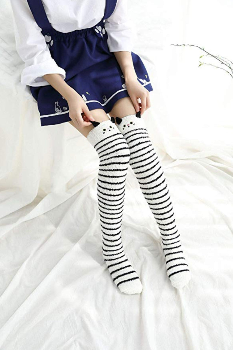 White kitty thigh highs - cats - furry - fuzzy - socks - high