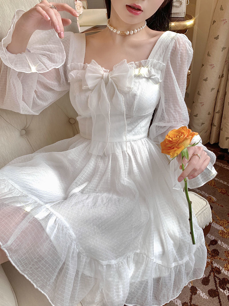 White lace princess dress - angelic - fairycore - lace - layered - layers