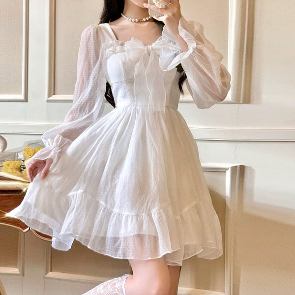 White lace princess dress - angelic - fairycore - lace - layered - layers