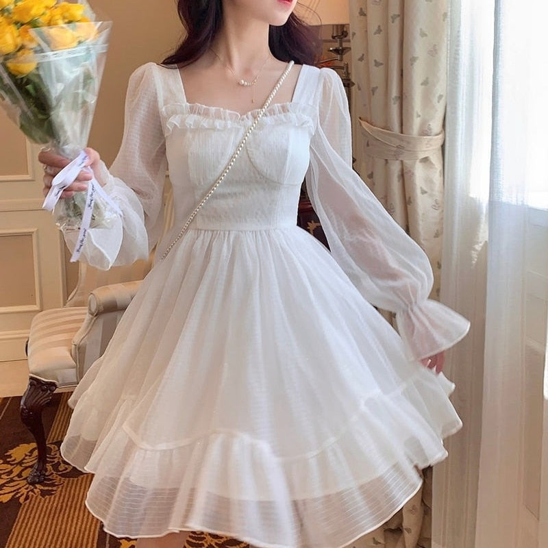 White lace princess dress - angelic - fairycore - lace - layered - layers