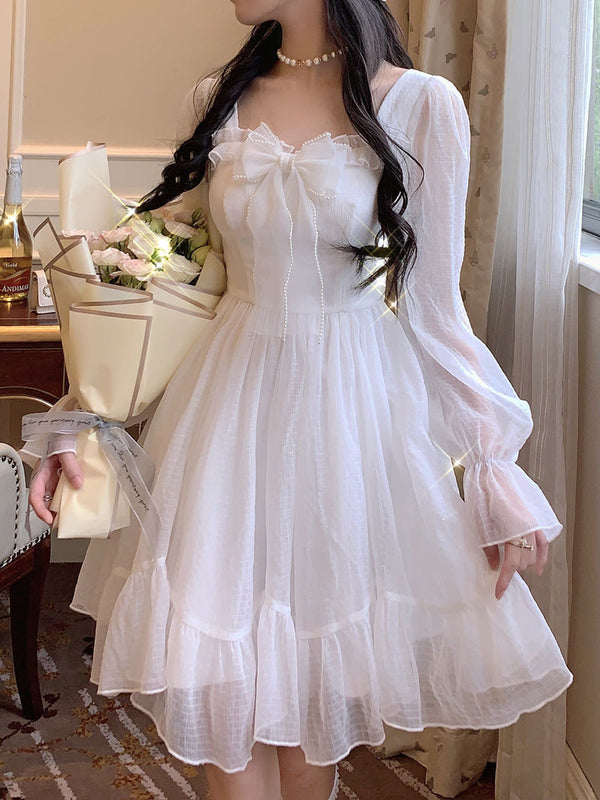 White lace princess dress - angelic - fairycore - lace - layered - layers