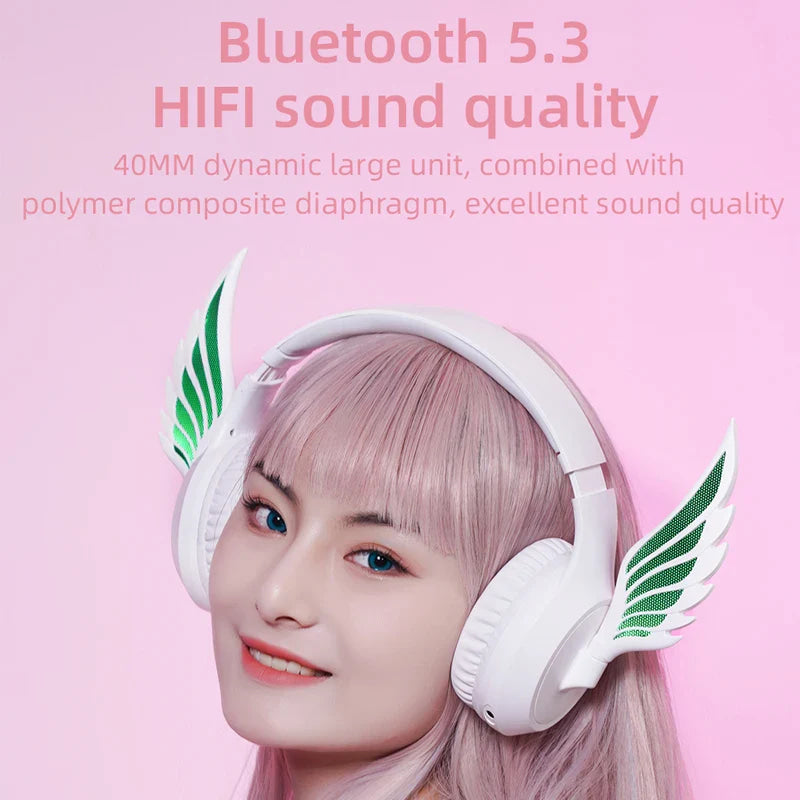 Winged led wireless headphones - anime - custom lights - headphones - headset - kawaii