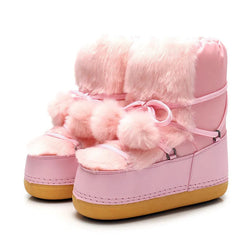 Winter pom snow boots - boots - footwear - fur - fuzzy - kawaii