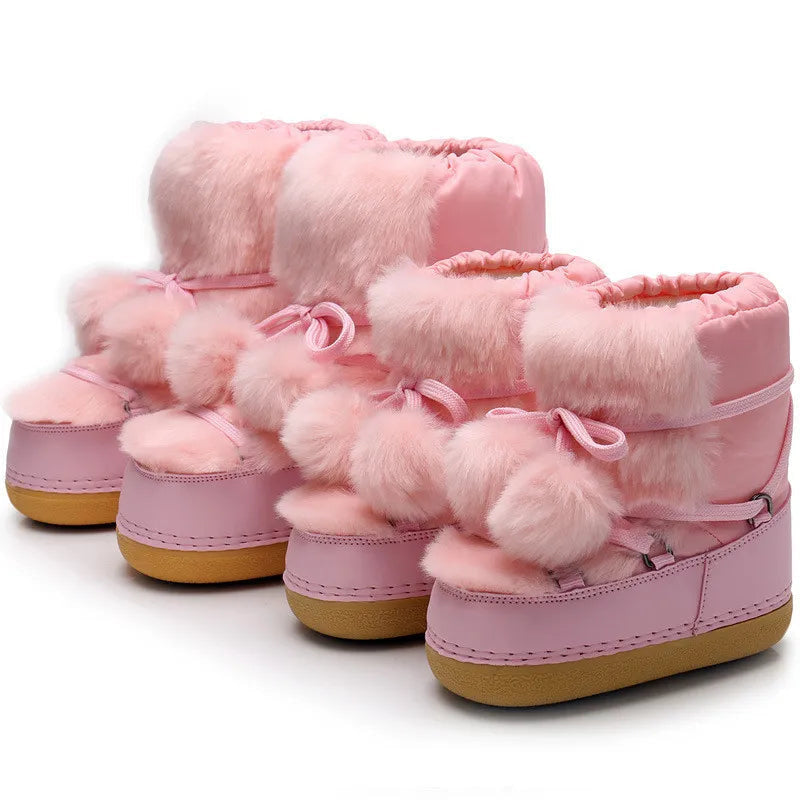 Winter pom snow boots - boots - footwear - fur - fuzzy - kawaii