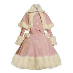 Kawaii winter princess faux fur flared dress coat