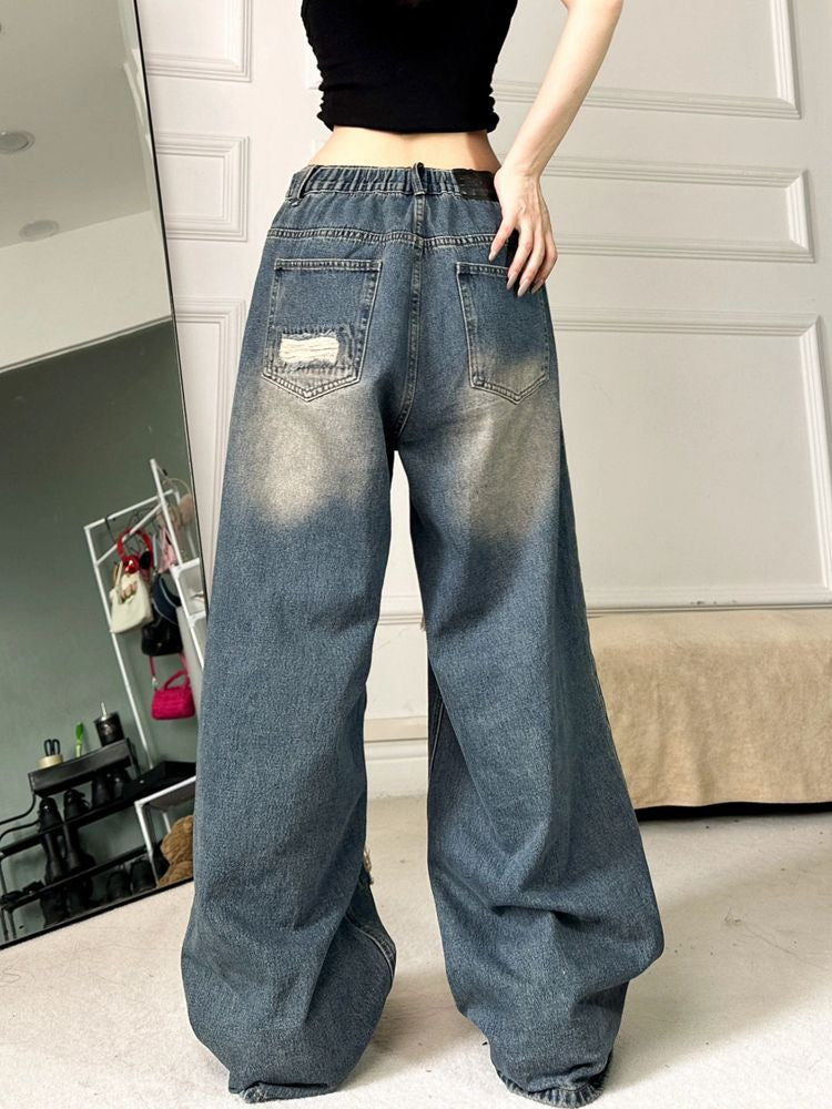 Y2k destroyed oversized jeans - denim - jeans - kawaii - pants - y2k