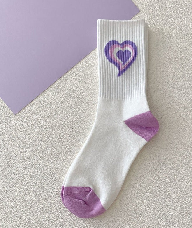 Y2k purple heart socks - hearts - kawaii - pink - purple - socks