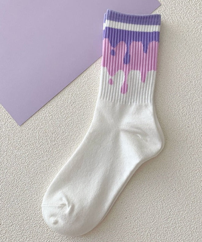 Y2k purple heart socks - hearts - kawaii - pink - purple - socks