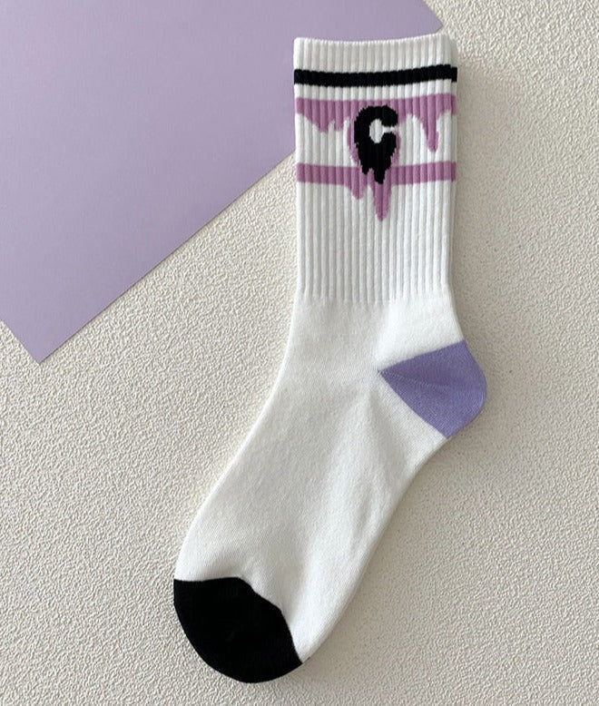 Y2k purple heart socks - hearts - kawaii - pink - purple - socks