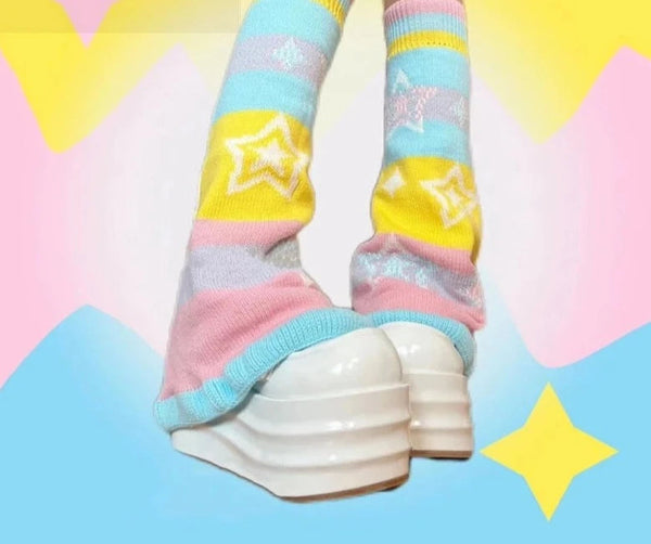 Y2k star pastel leg warmers - 2000s - kawaii - leg warmers - socks - stockings