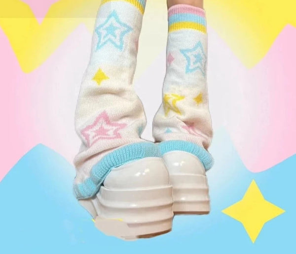 Y2k star pastel leg warmers - 2000s - kawaii - leg warmers - socks - stockings