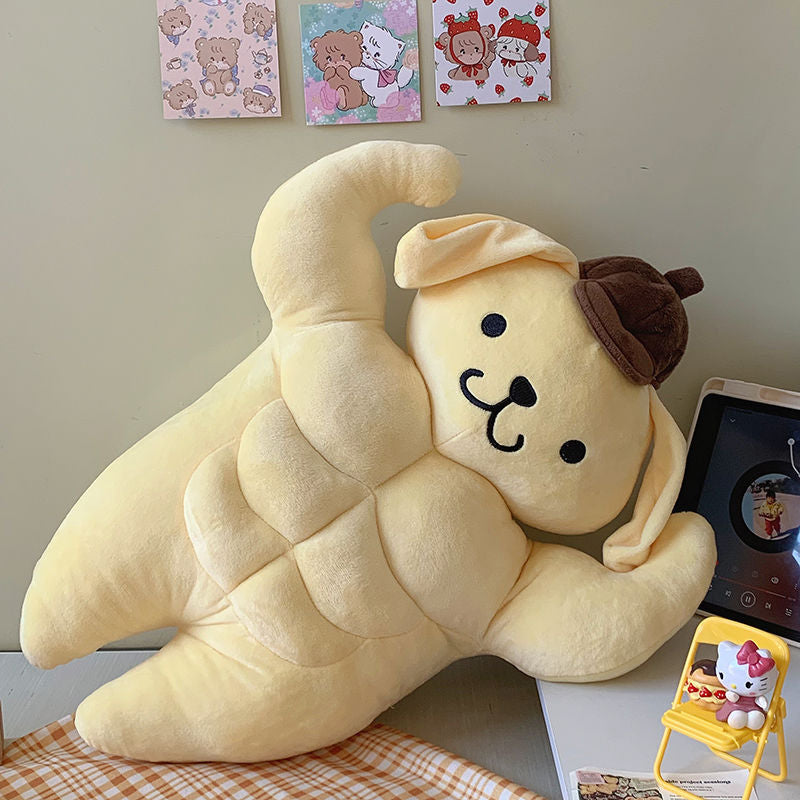 Kawaii yellow muscle pompompurin sanrio plush stuffed animal