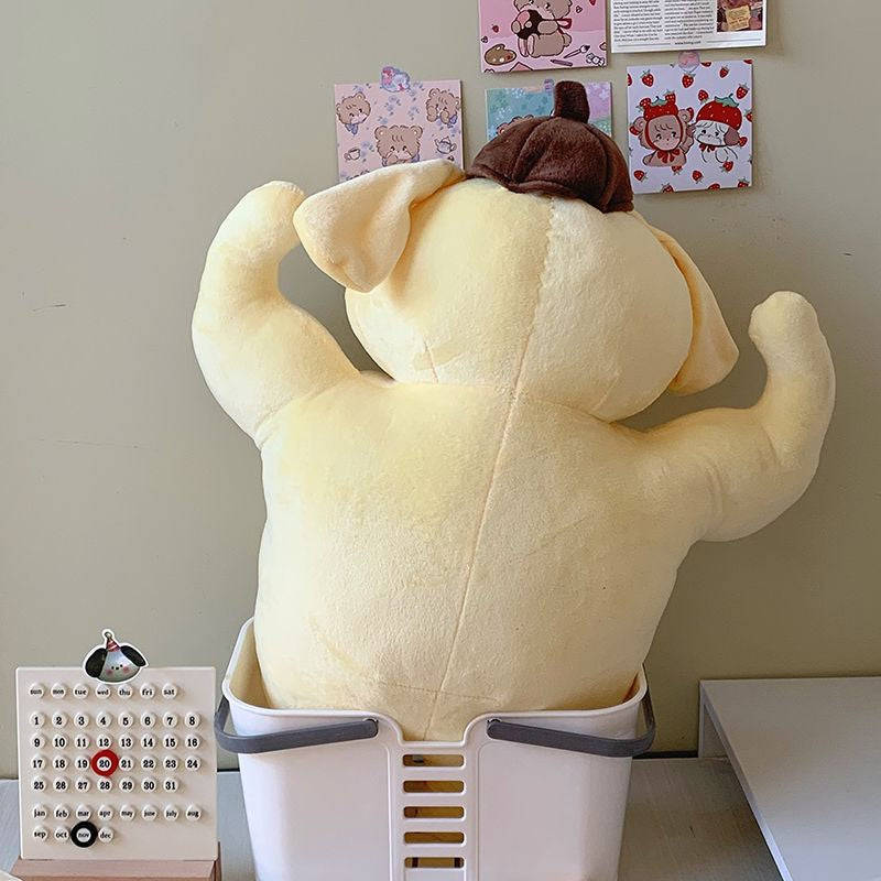 Kawaii yellow muscle pompompurin sanrio plush stuffed animal