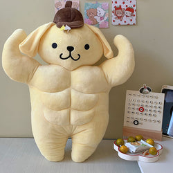 Kawaii yellow muscle pompompurin sanrio plush stuffed animal