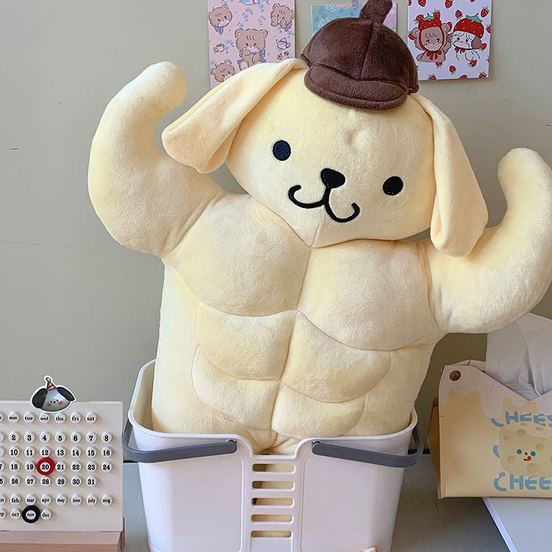 Kawaii yellow muscle pompompurin sanrio plush stuffed animal