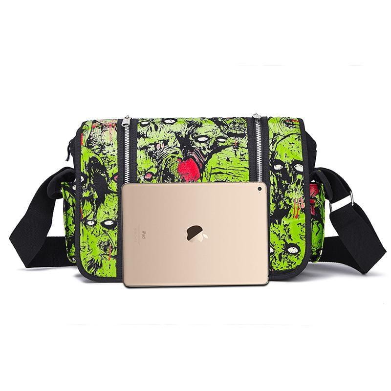 Zombie Messenger Bag with Adjustable Strap and Multiple Zip