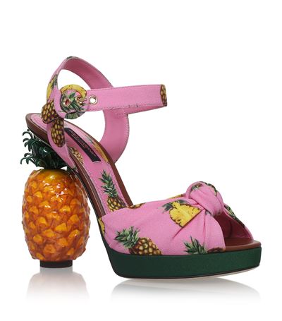 pink pineapple tropical paradise 3d high heel sandals ankle straps vogue high fashion dolce & gabbana harajuku japan street fashion by kawaii babe