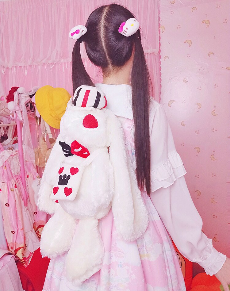 Lolita Gothic Bunny Plush Bag  Bunny Plush Backpack Goth